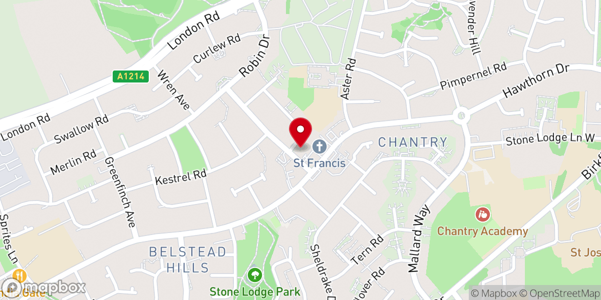 Map showing location of Chantry Methodist Church