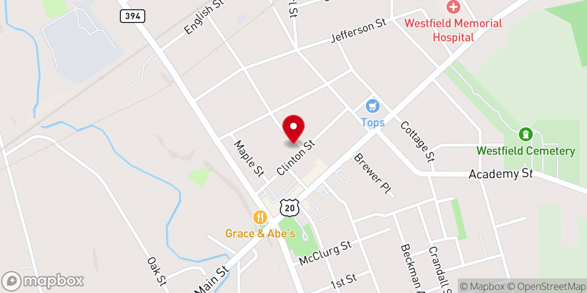Map showing location of Assembly of God Church
