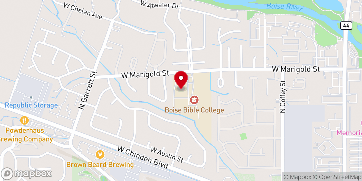 Map showing location of Boise Bible College