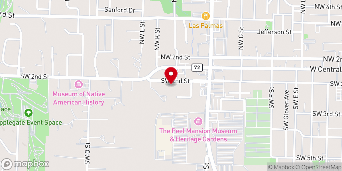 Map showing location of Western Hills Baptist Church