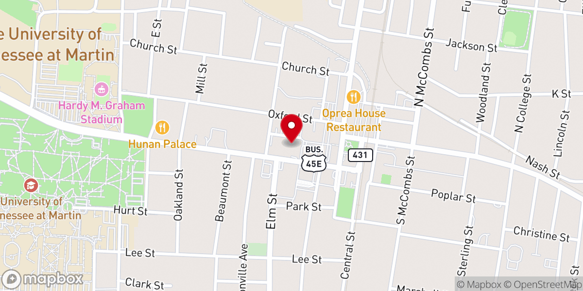 Map showing location of First Baptist Church
