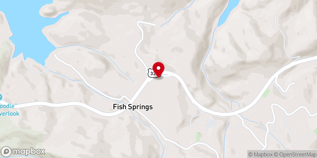Map showing location of Fish Springs Baptist Church