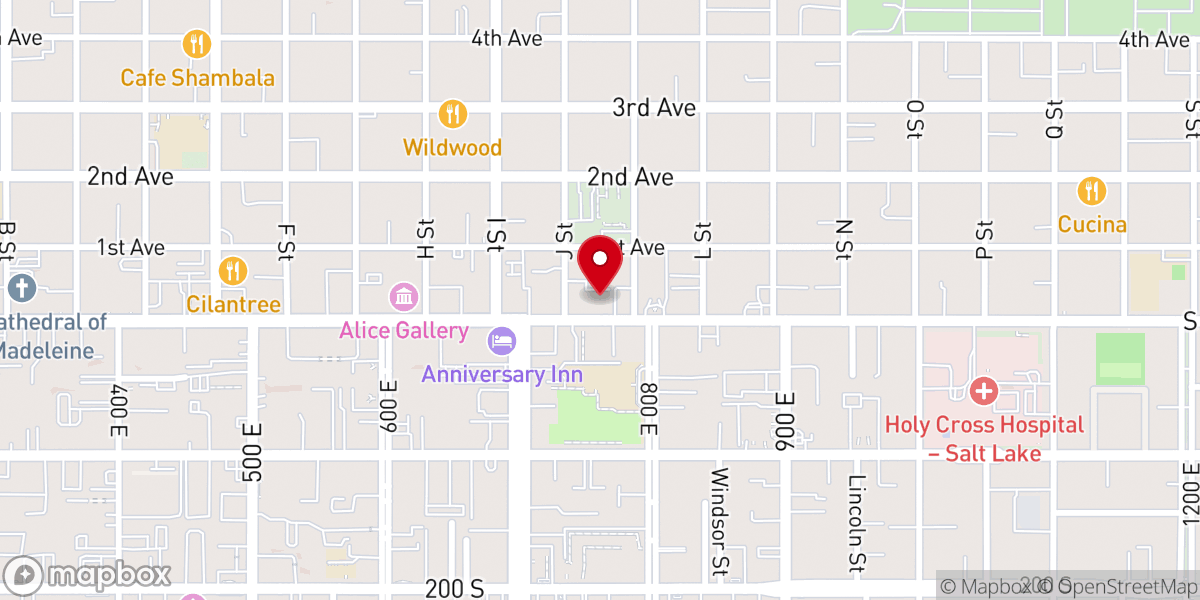 Map showing location of Salt Lake City church of Christ