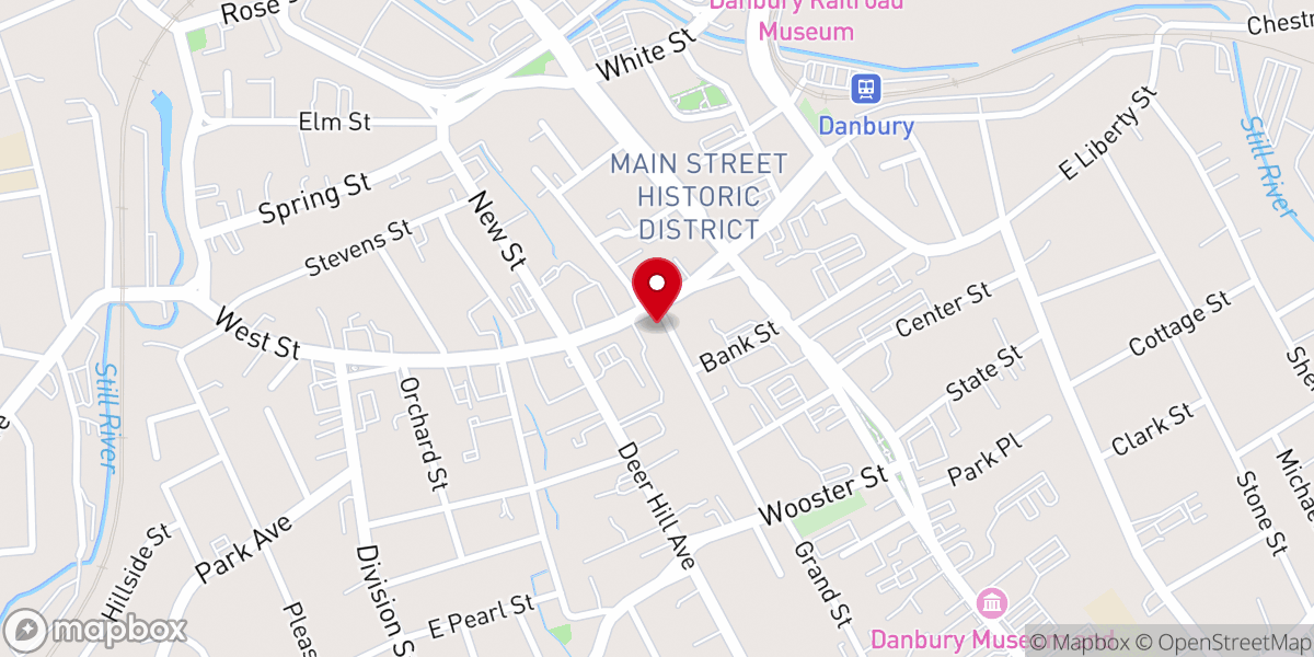 Map showing location of Danbury Lighthouse Ministries