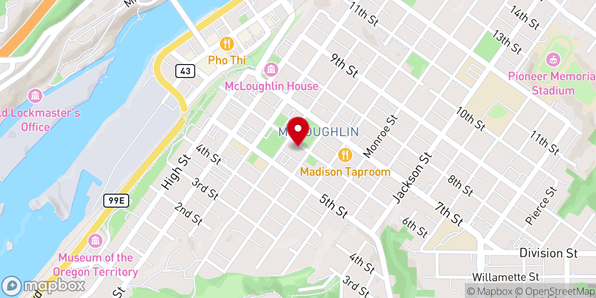 Map showing location of Unitarian Universalist Congregation at Willamette Falls