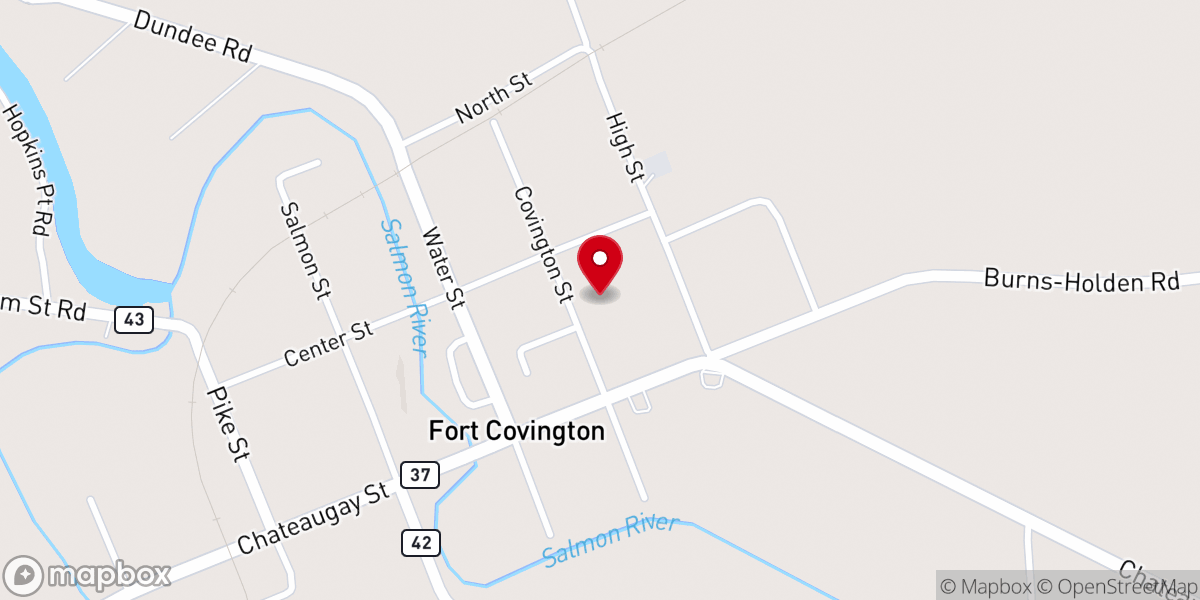 Map showing location of Fort Covington Presbyterian Church