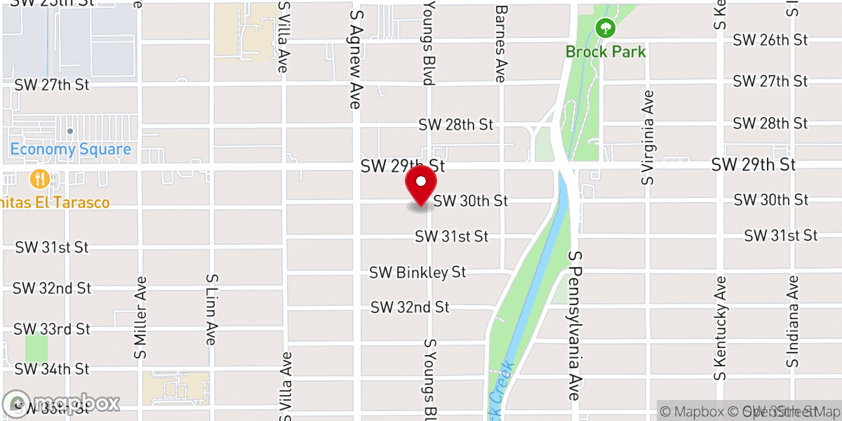 Map showing location of First Free Will Baptist Church