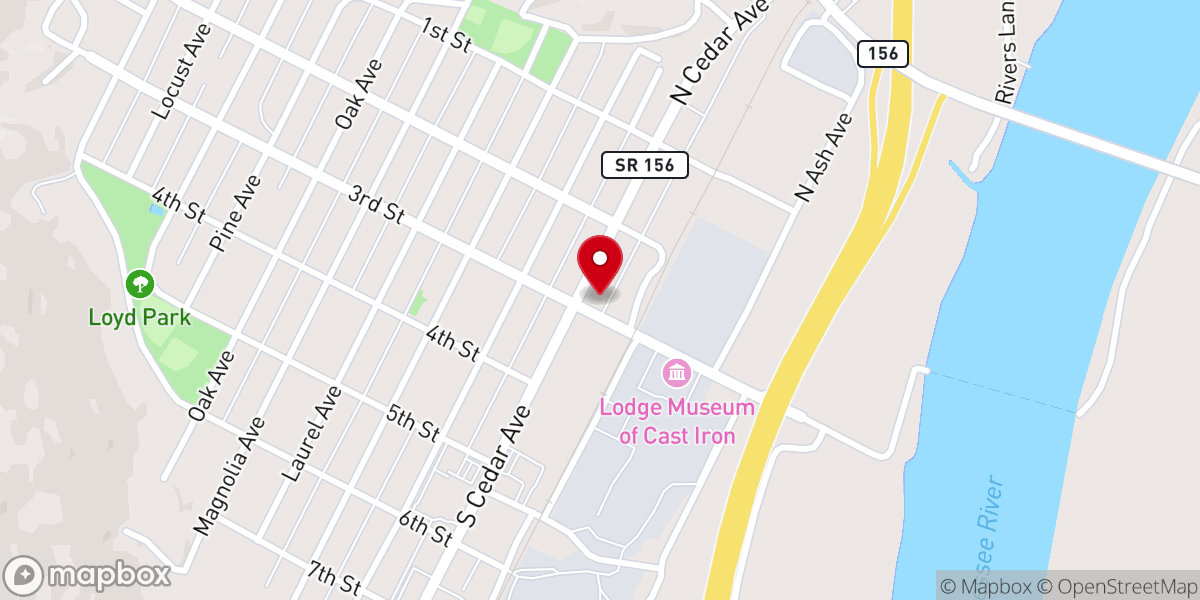 Map showing location of South Pittsburg