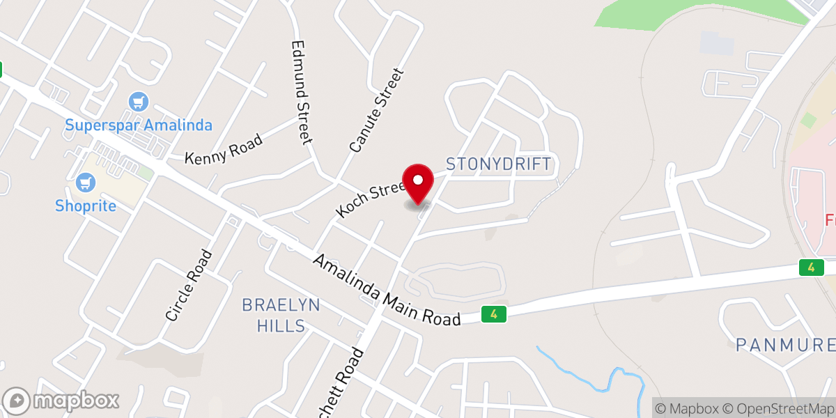 Map showing location of Amalinda Baptist Church
