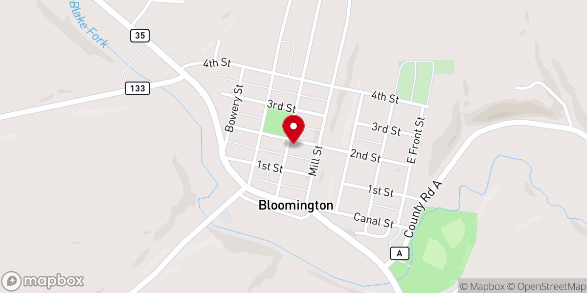 Map showing location of Back Roads Church Bloomington