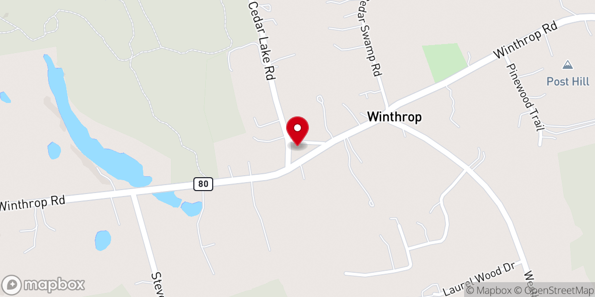 Map showing location of Winthrop Baptist Church