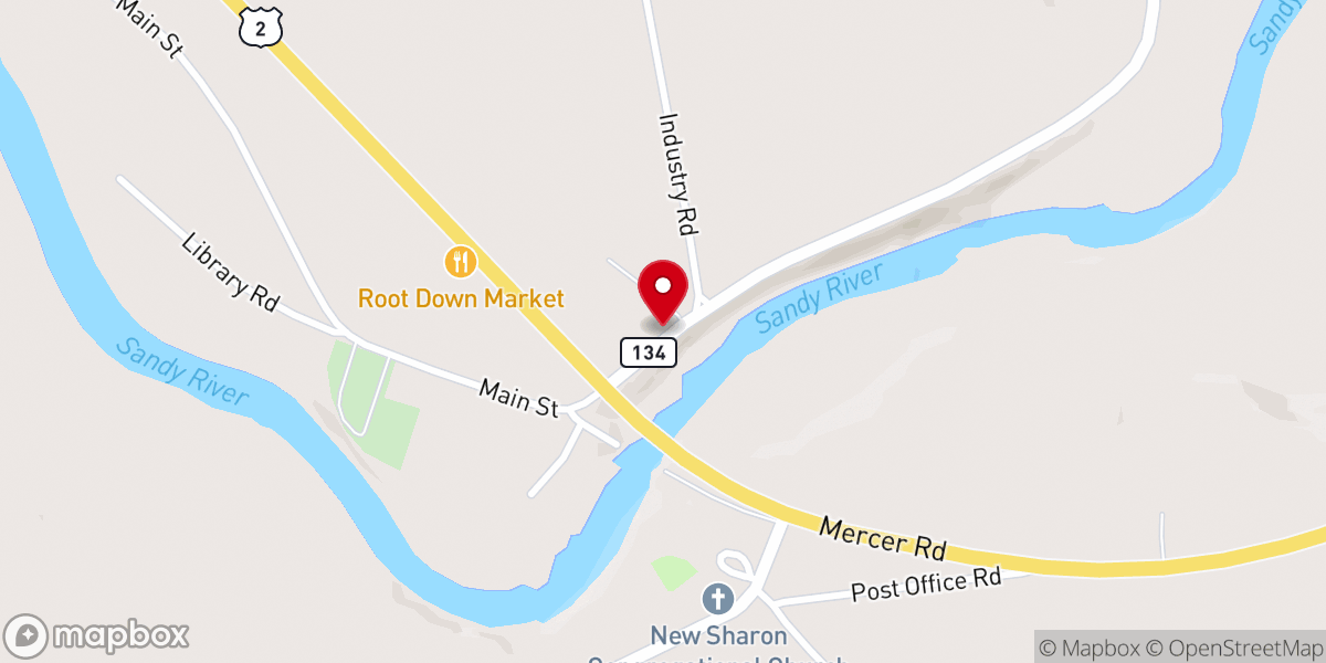 Map showing location of New Sharon United Methodist