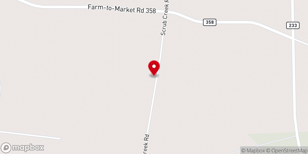 Map showing location of Scrub Creek Baptist Church