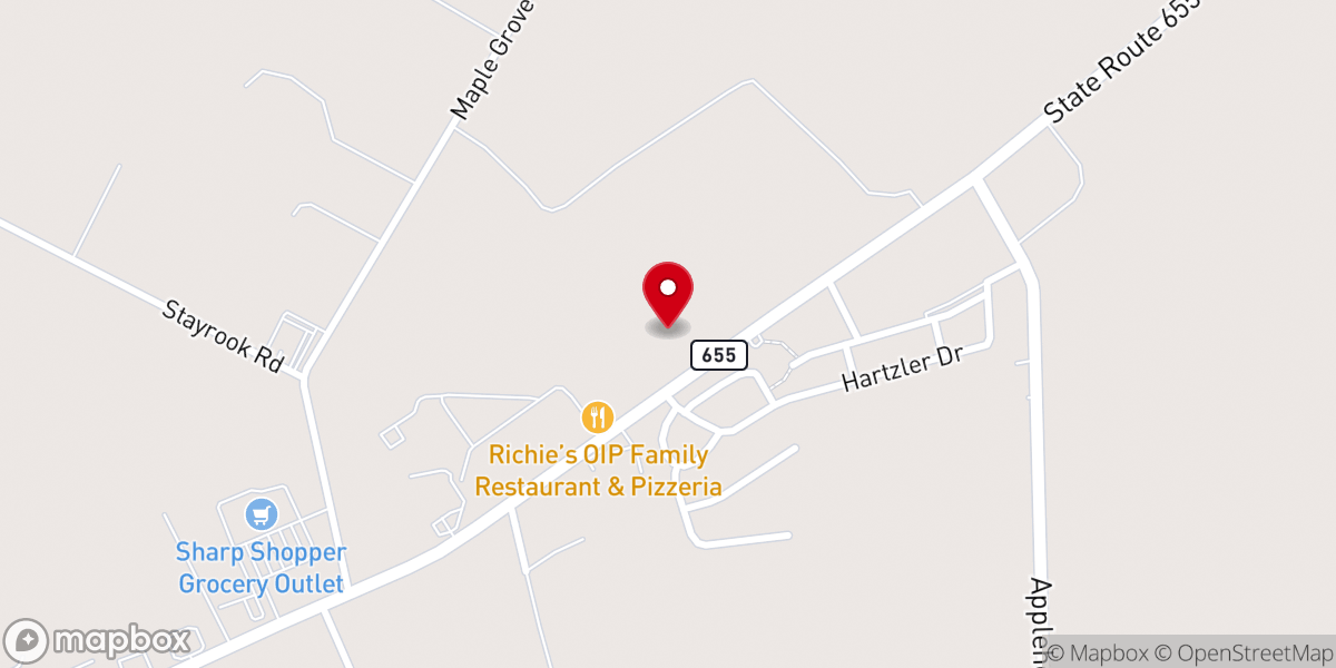 Map showing location of Upper Room Worship Center