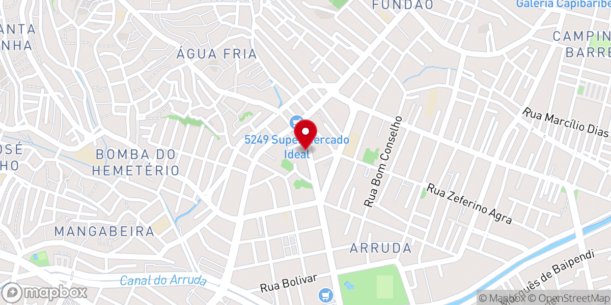 Map showing location of Primeira Igreja Batista em Água Fria