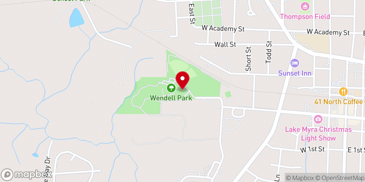 Map showing location of Wendell Community Center