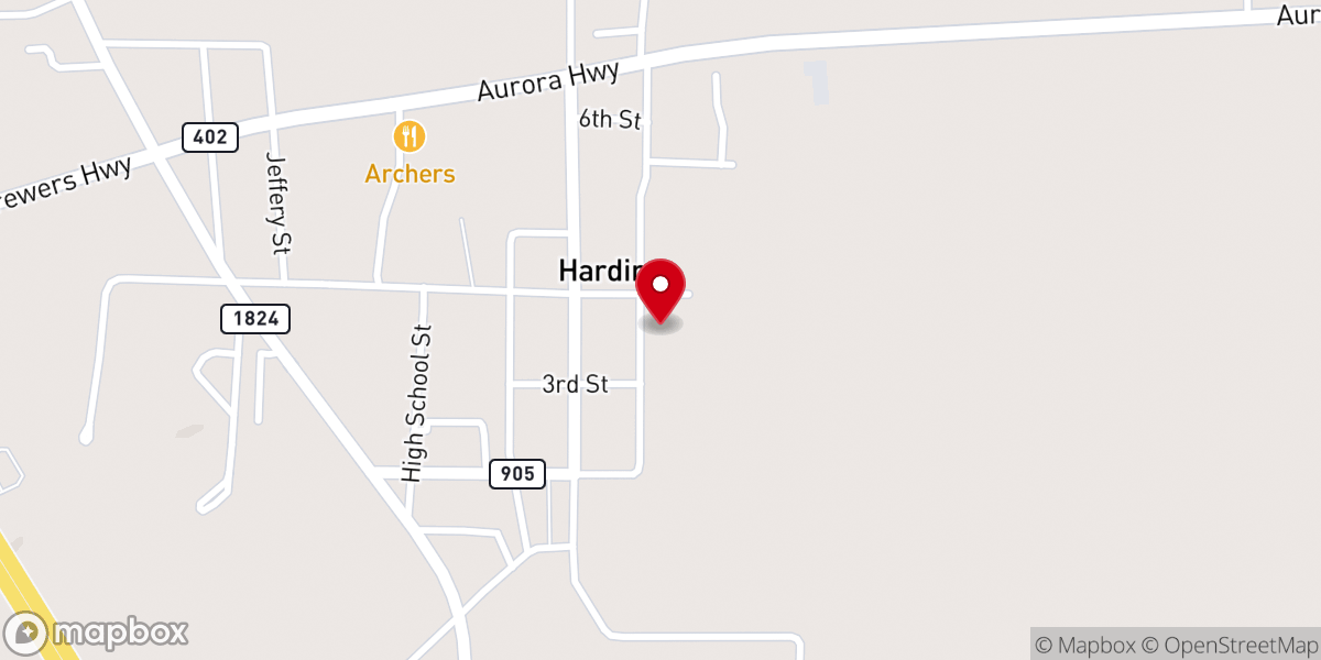 Map showing location of Hardin Church of Christ