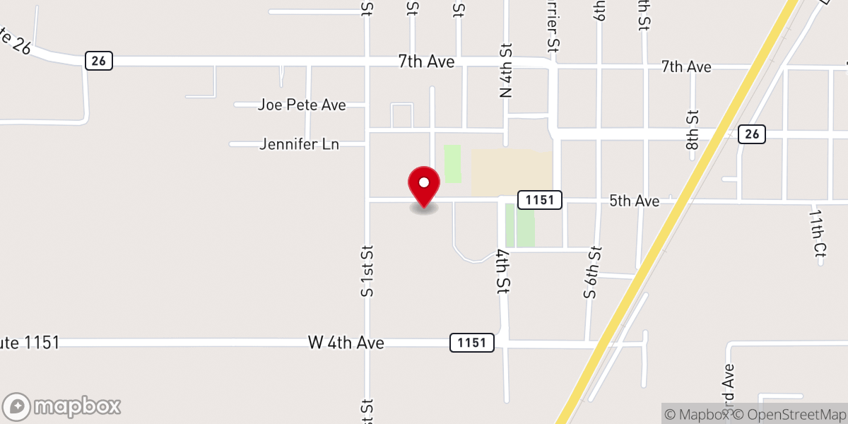 Map showing location of Allen Parish Civic Center