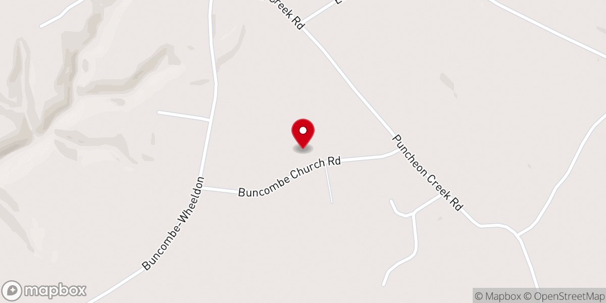 Map showing location of Buncombe Church