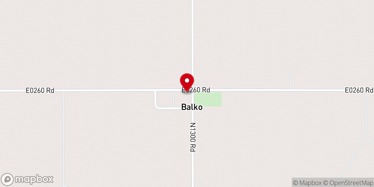 Map showing location of Balko Baptist Church, Balko, OK