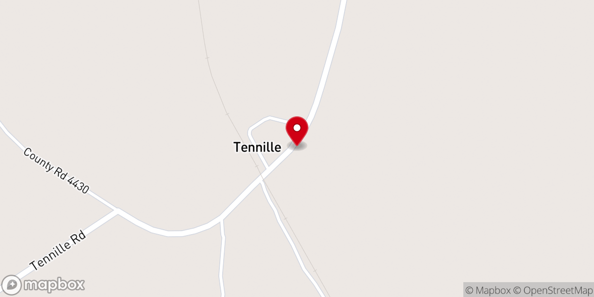 Map showing location of Tennille Church