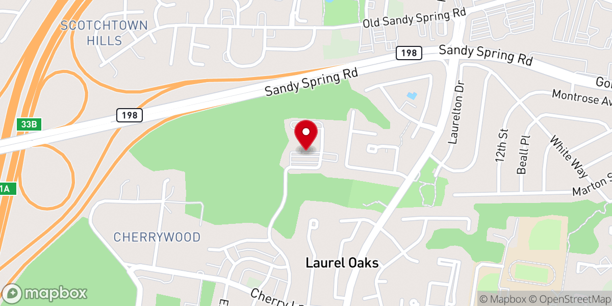 Map showing location of First Baptist Church of Laurel