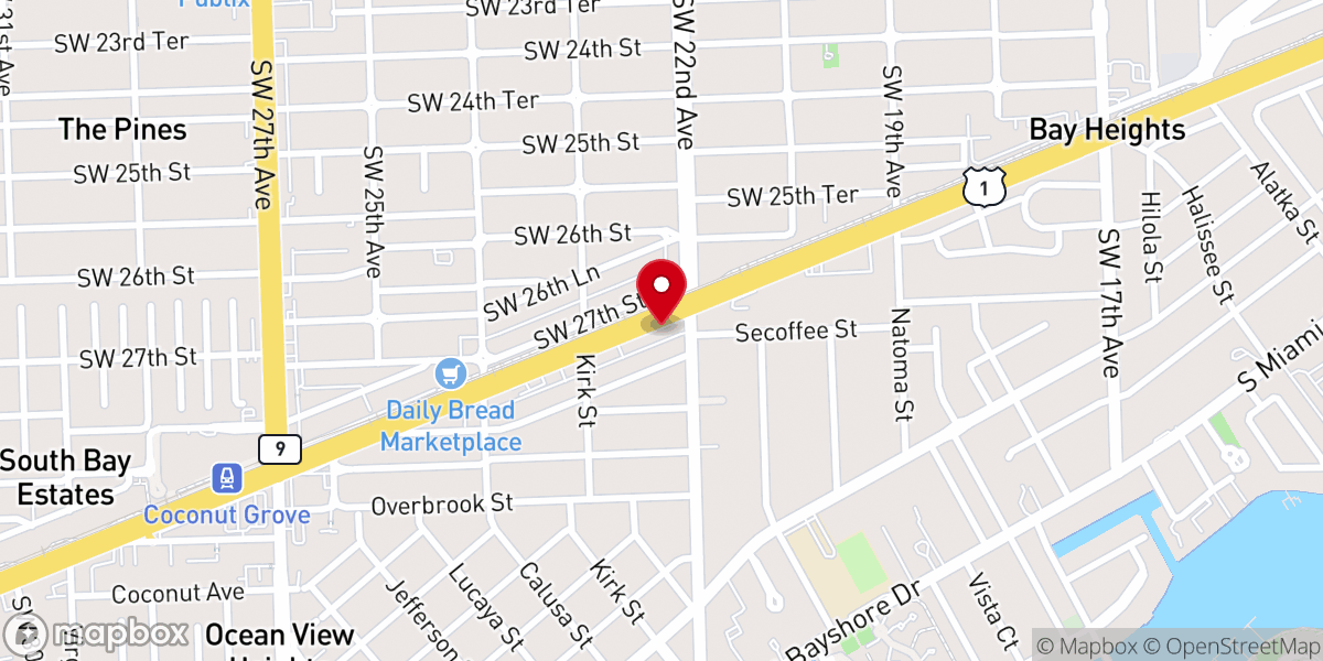 Map showing location of Church of Scientology of Miami