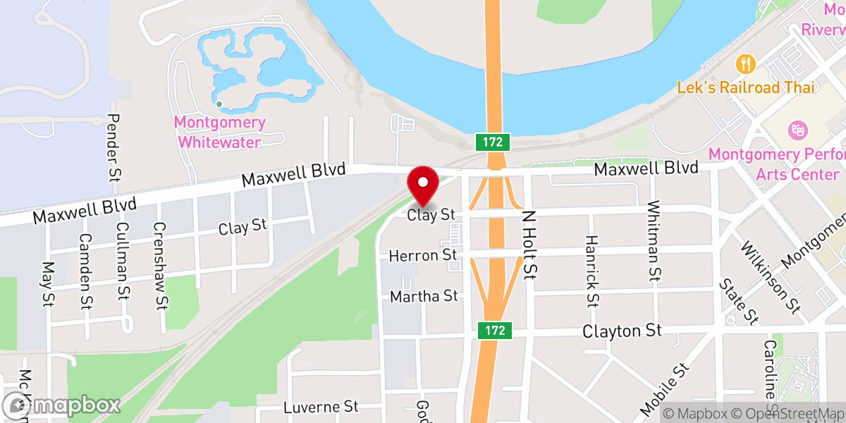 Map showing location of Clay Street Baptist Church