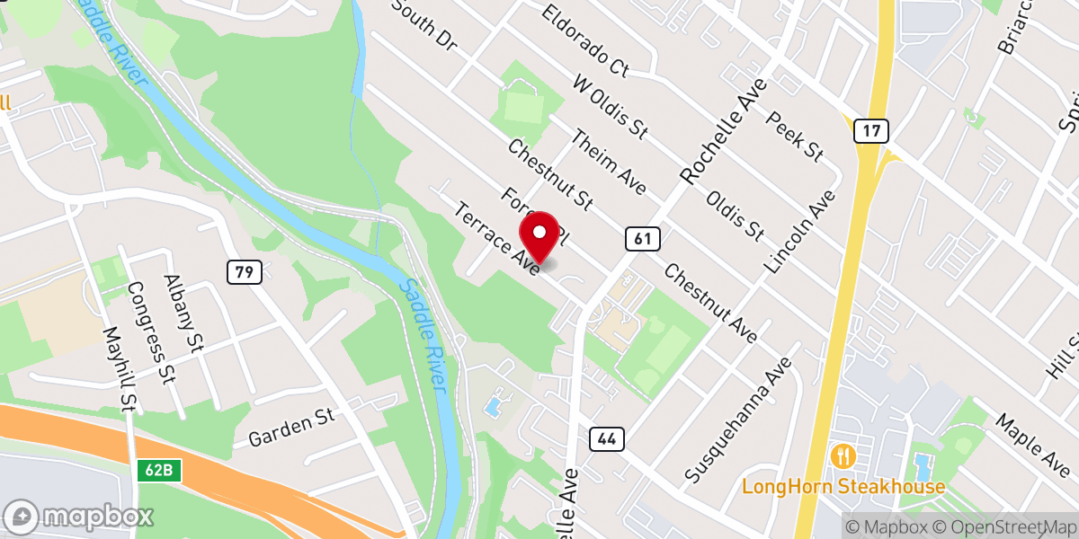 Map showing location of Presbyterian Church of Bergen County