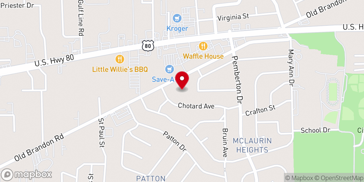 Map showing location of Pearl Presbyterian Church