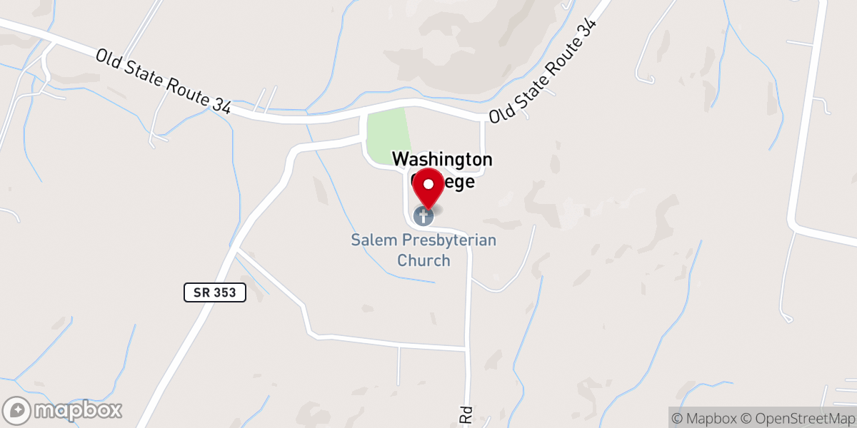 Map showing location of Salem Presbyterian Church