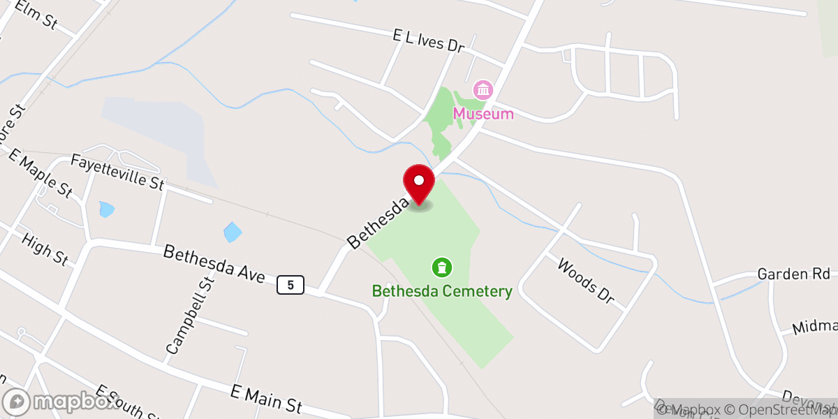 Map showing location of Old Bethesda Church