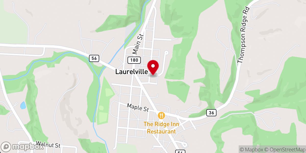 Map showing location of Laurelville Trinity Methodist
