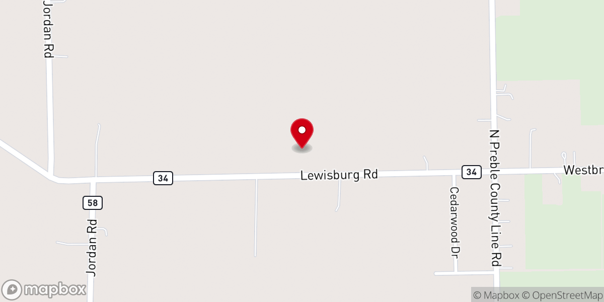 Map showing location of Lewisburg Church of God