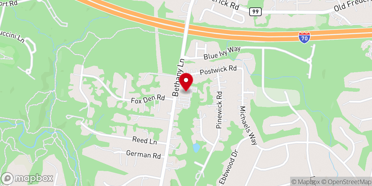 Map showing location of Bethany United Methodist Church