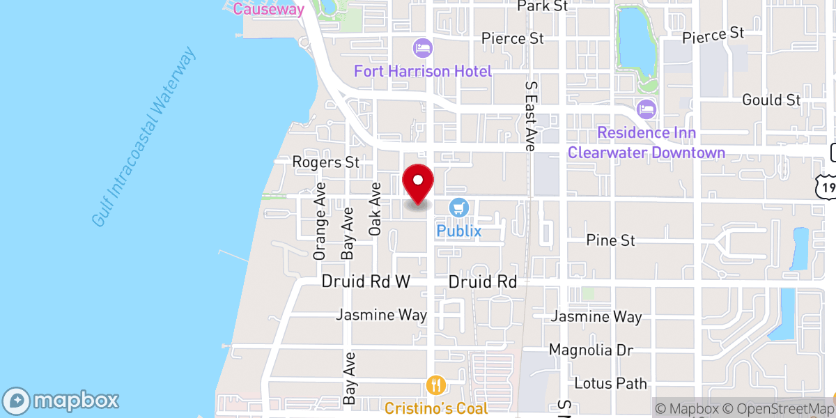 Map showing location of First United Methodist Church-Clrwtr