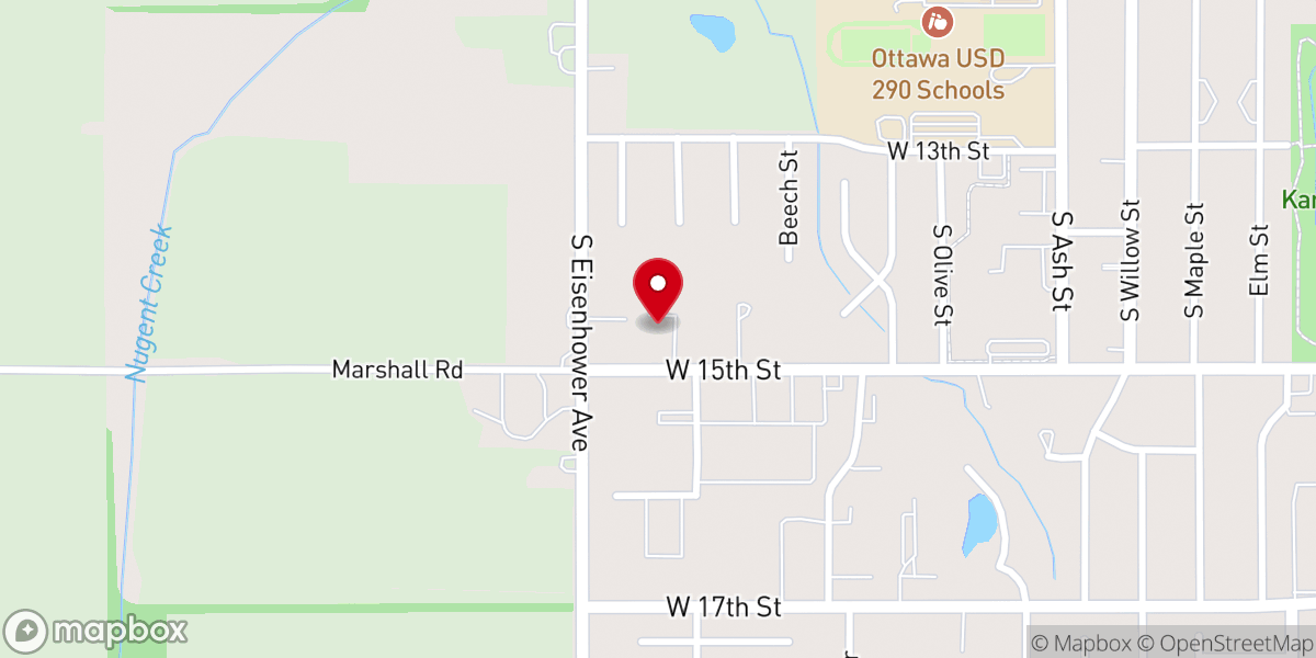 Map showing location of West 15th Street Church of Christ