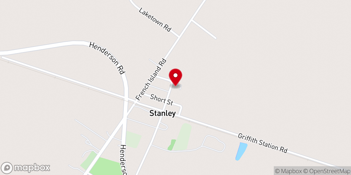 Map showing location of Stanley Baptist Church