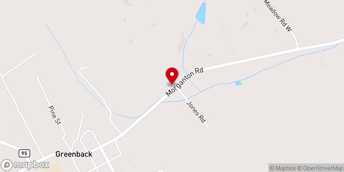 Map showing location of Greenback Church of Christ