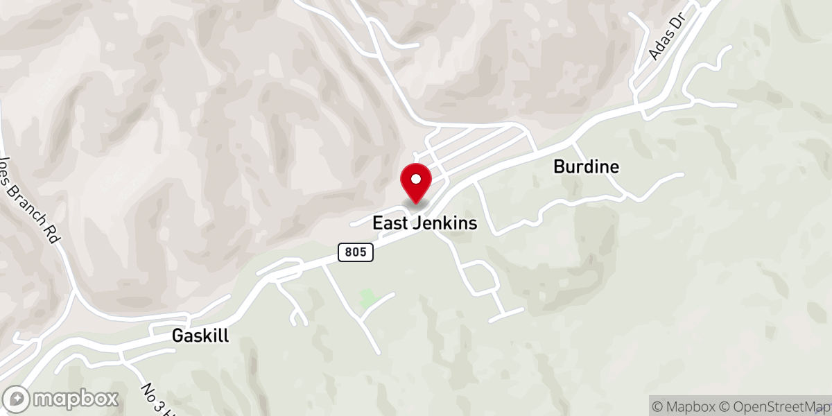 Map showing location of Burdine Freewill Baptist Church