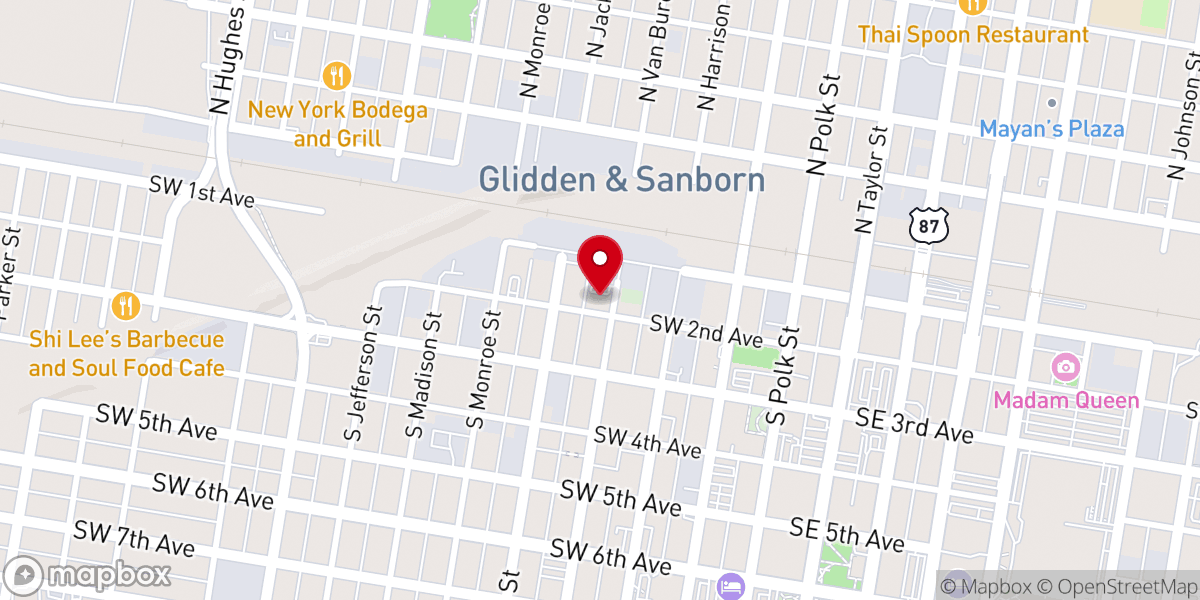 Map showing location of Mount Zion Baptist Church