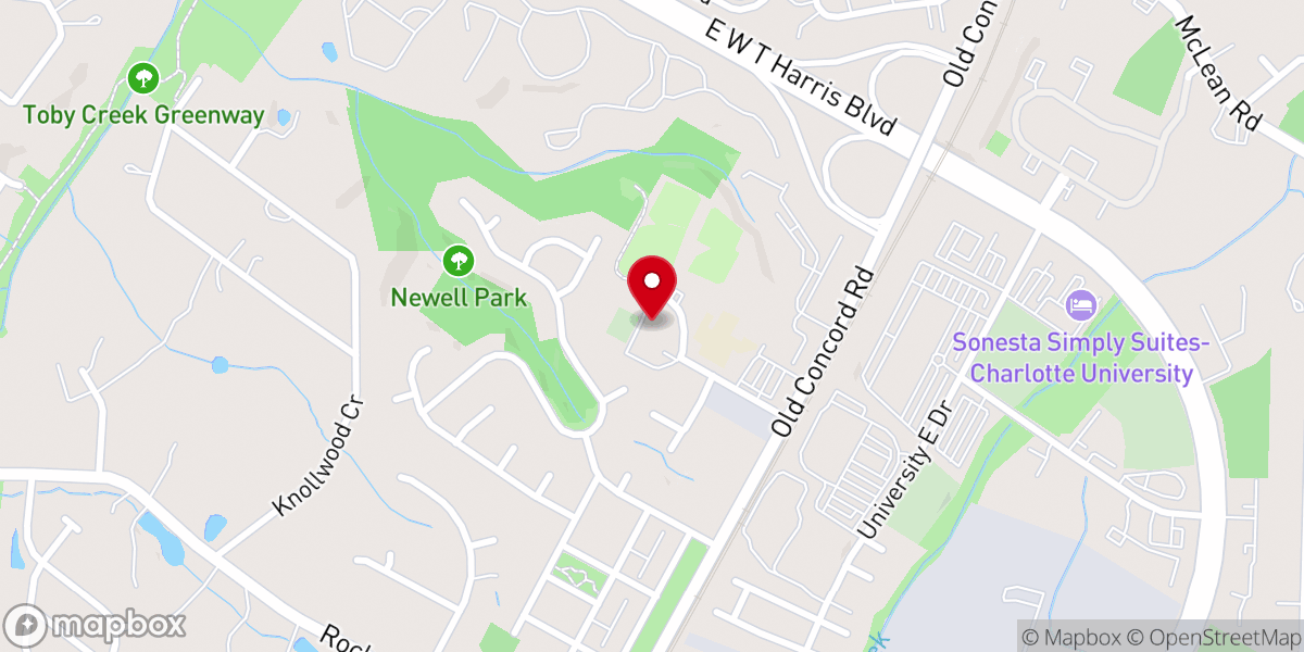 Map showing location of Newell Baptist Church