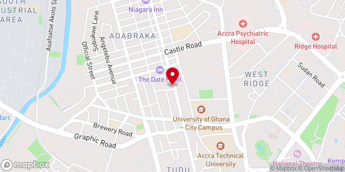 Map showing location of Evangel Assemblies of God Church, Adabraka