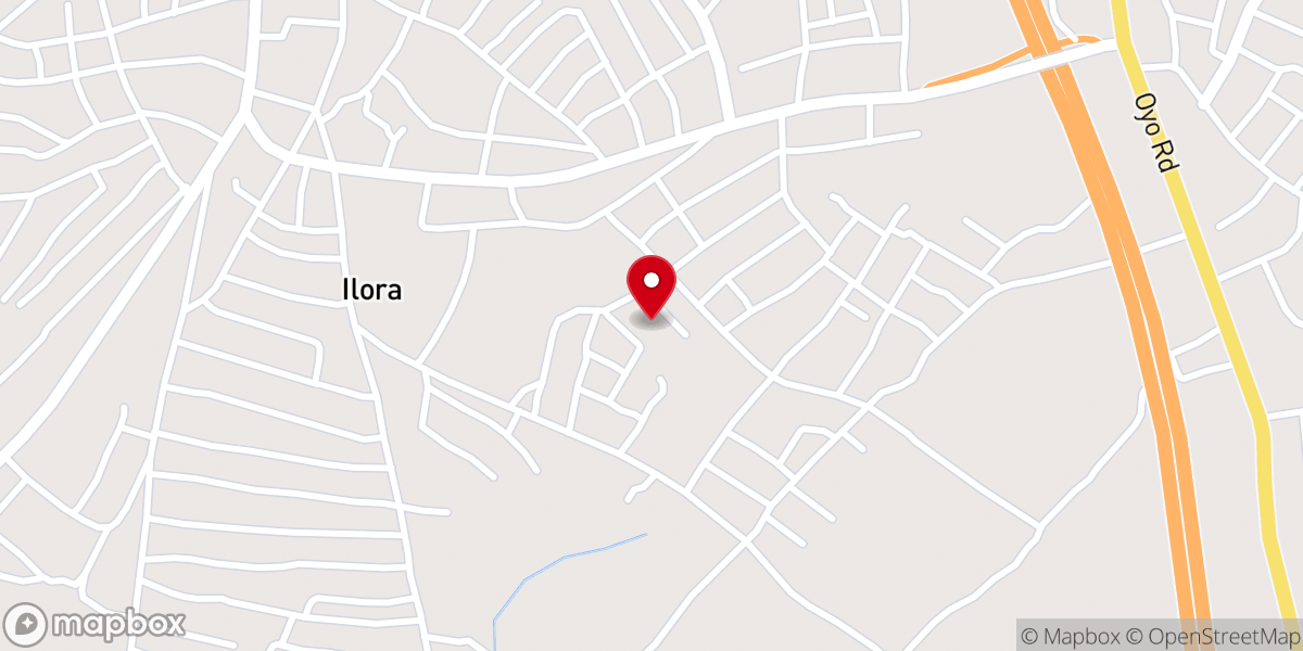 Map showing location of St. Anthony Catholic Church, Oke Gege Ilora
