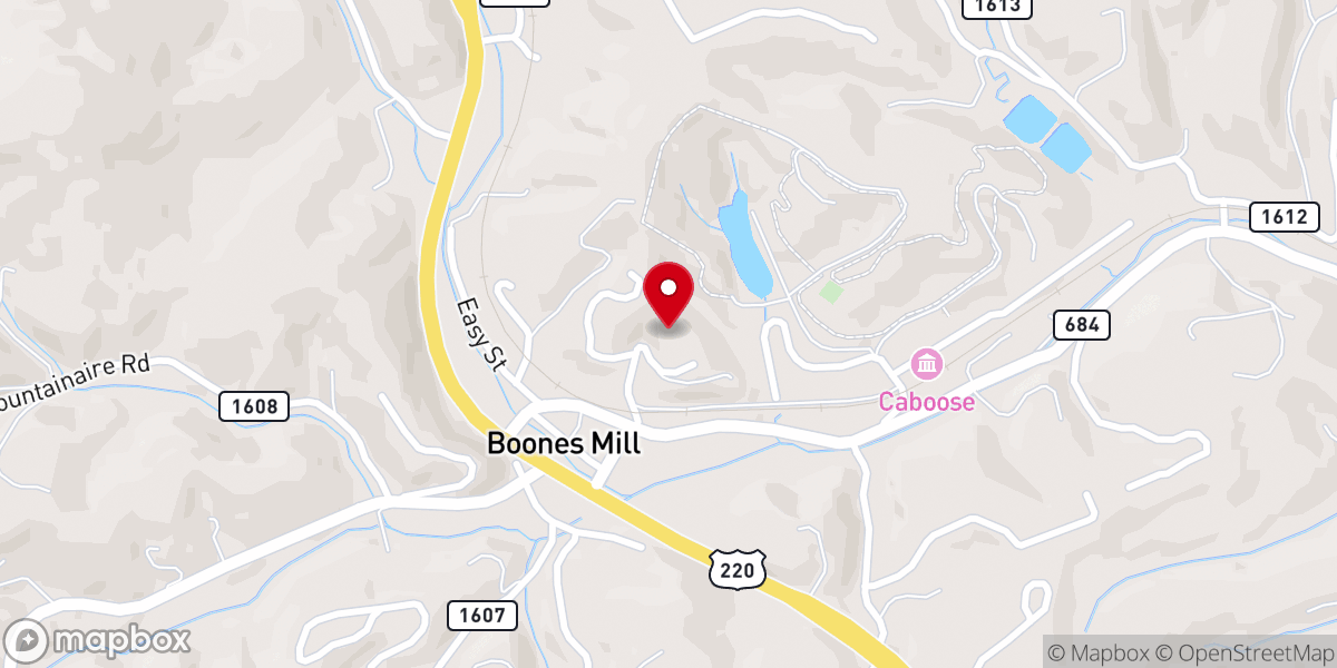 Map showing location of Boones Mill United Methodist