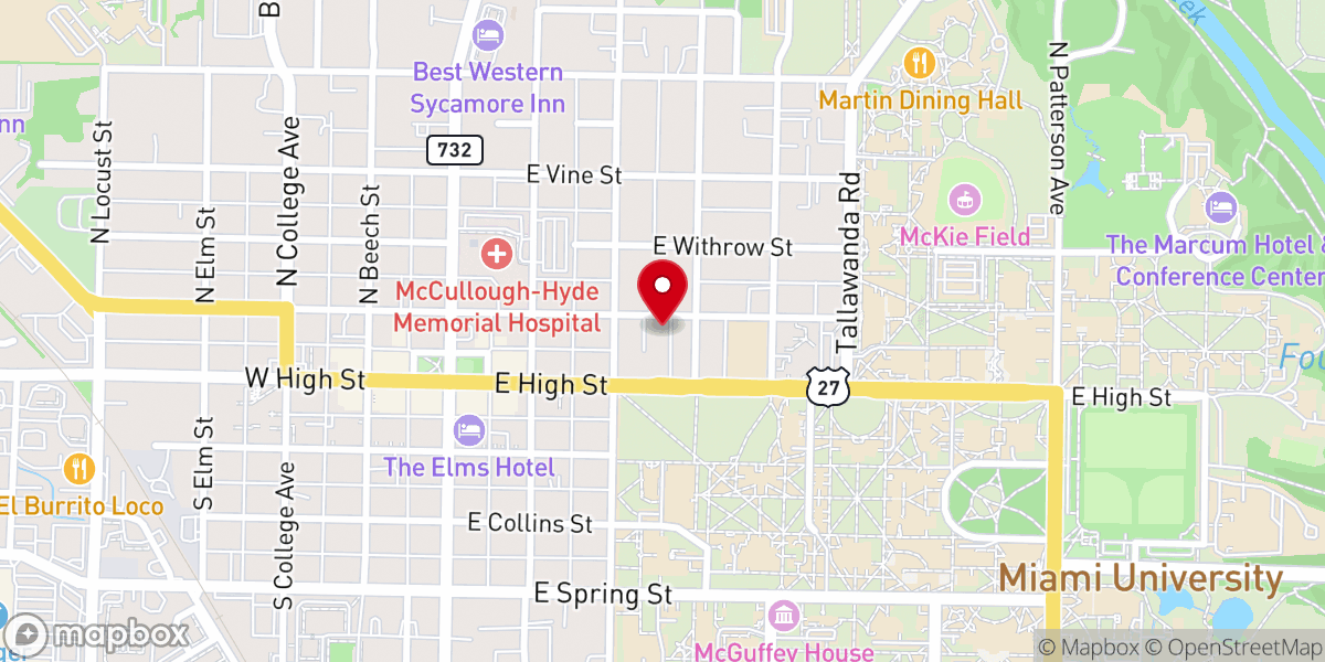 Map showing location of Alpha Sigma Phi