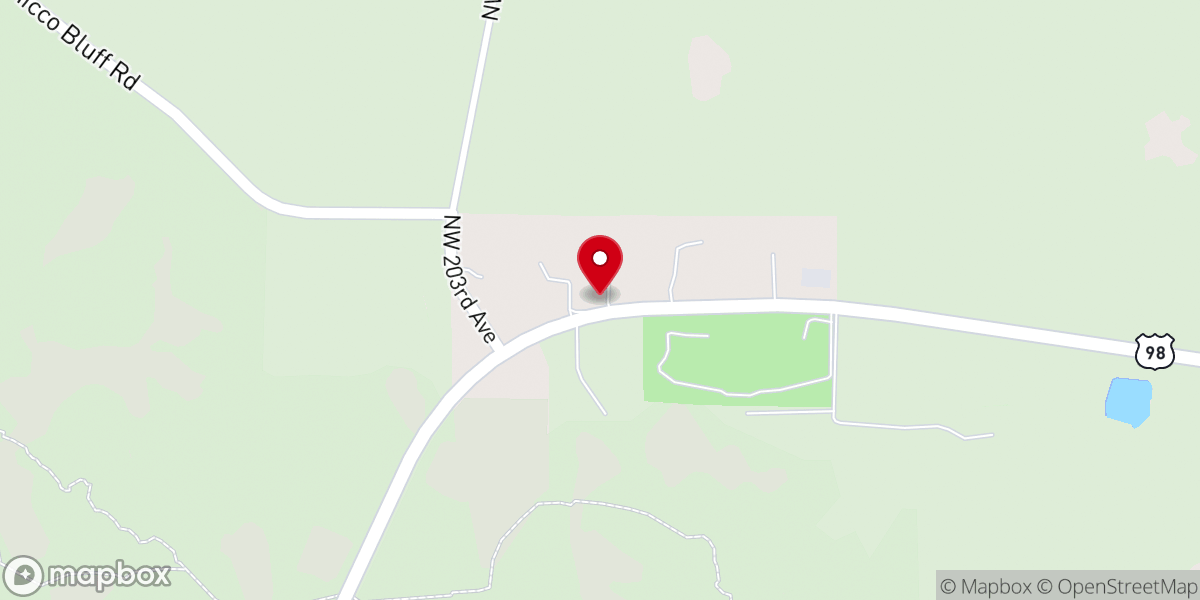 Map showing location of First Baptist Church of Basinger