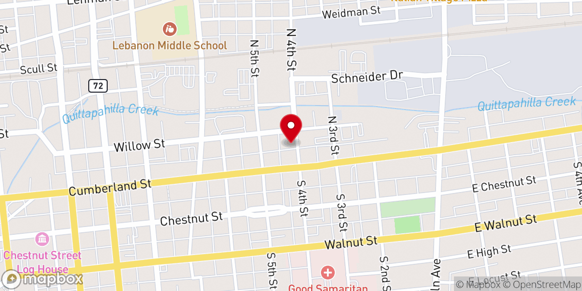 Map showing location of Lebanon Valley Church of Christ