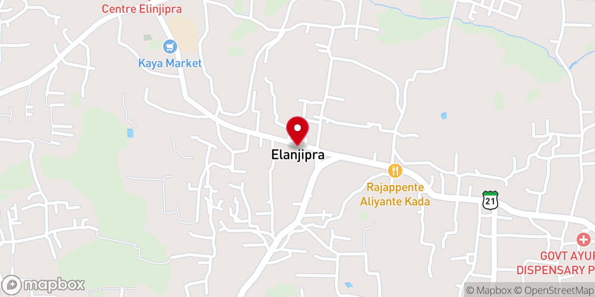Map showing location of St. Francis Assisi Church, Elinjipra