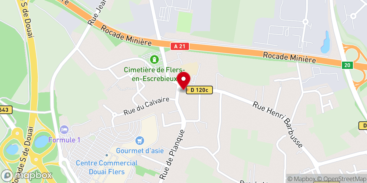 Map showing location of Église catholique Saint-Amand à Flers-en-Escrebieux